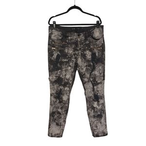 GUESS Black Stone Wash Tie Dye Zipper Hem Skinny Leg Jeans 34